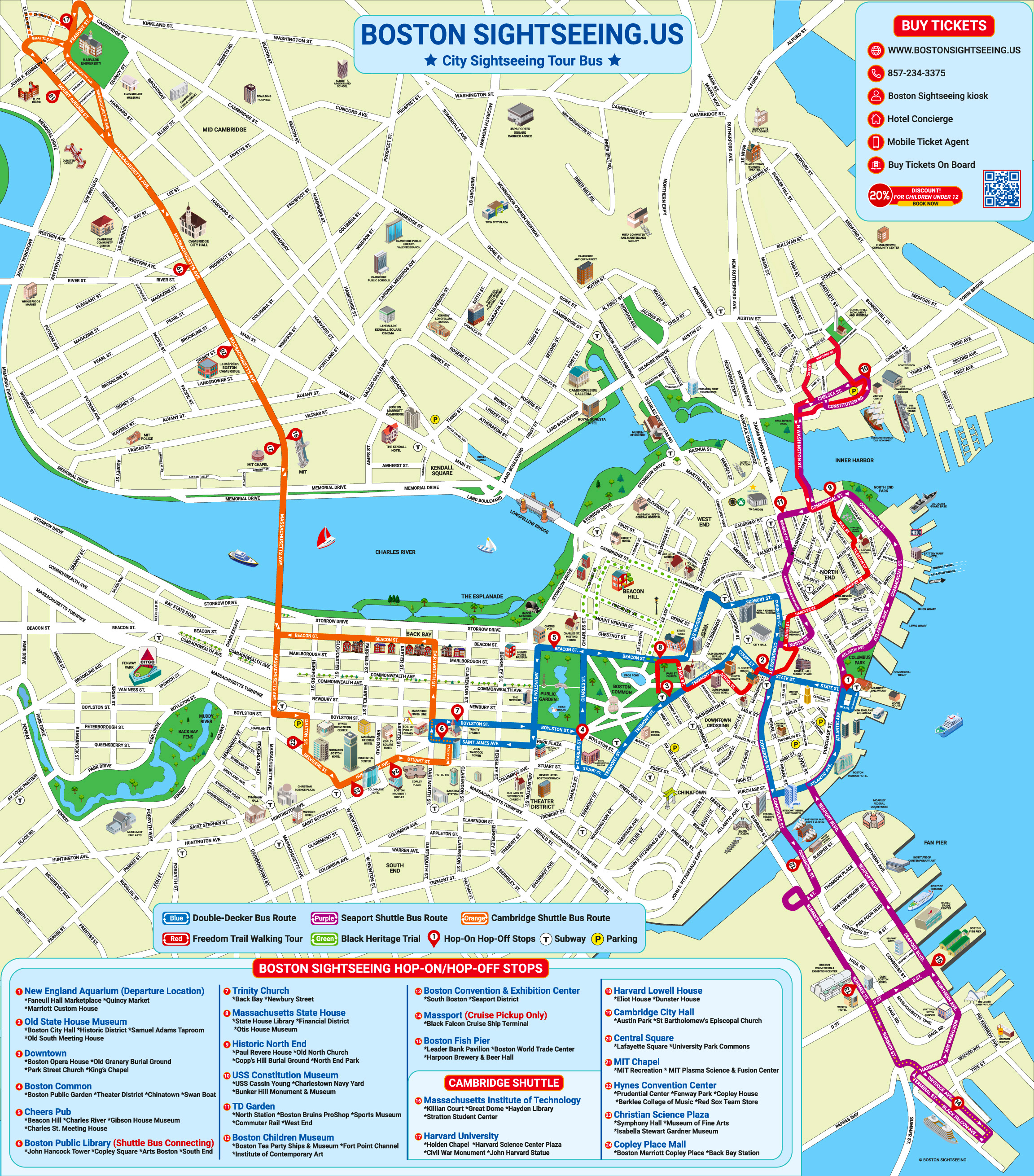 Boston Hop On Hop Off Tour Map