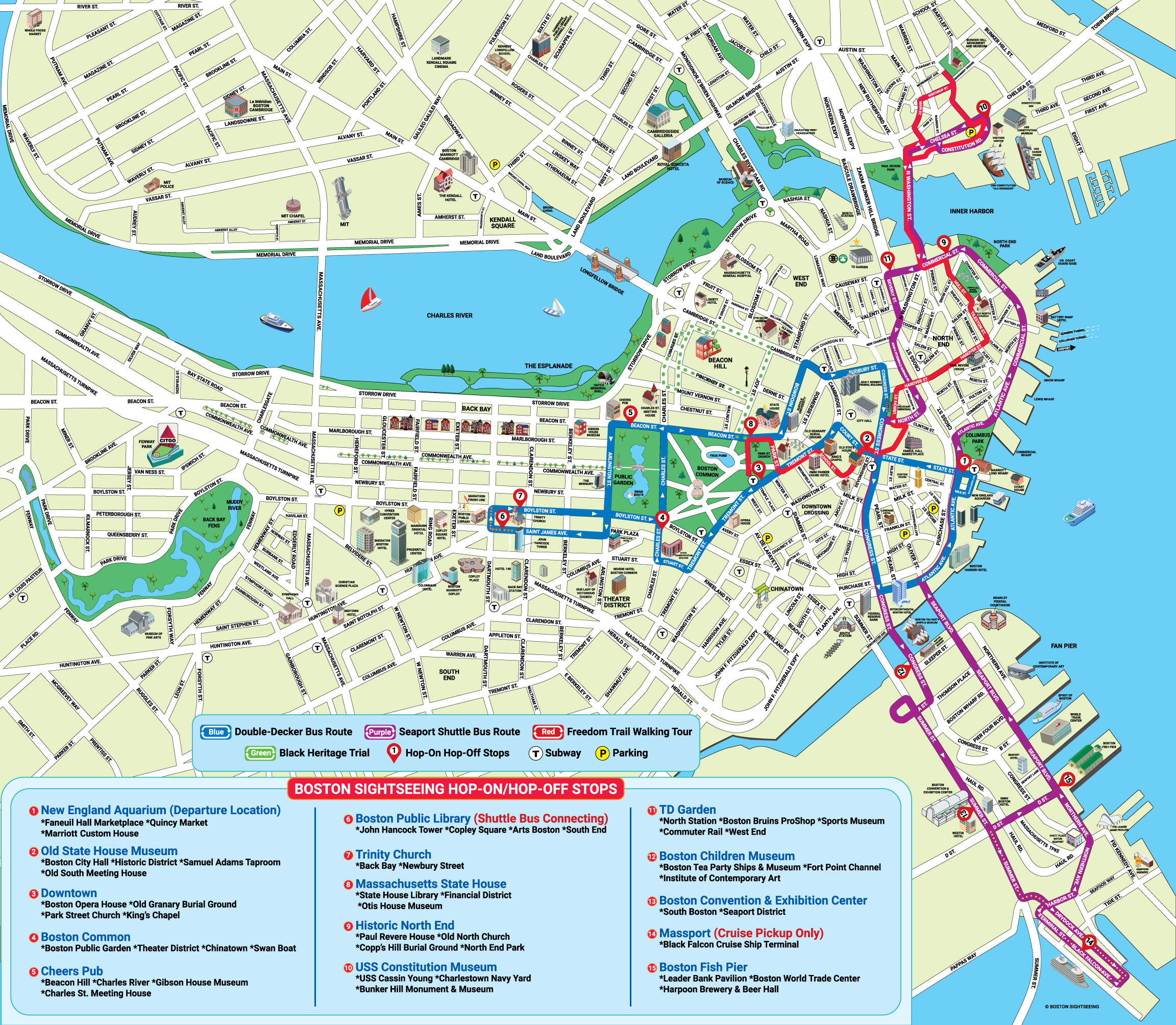 Boston Hop On Hop Off Tour Map